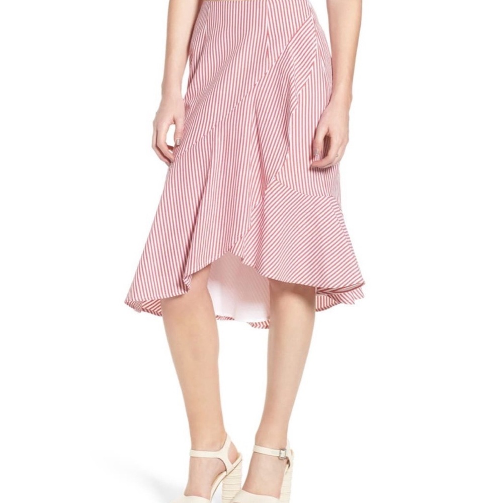 Wayf Asymmetrical Pink Striped Skirt